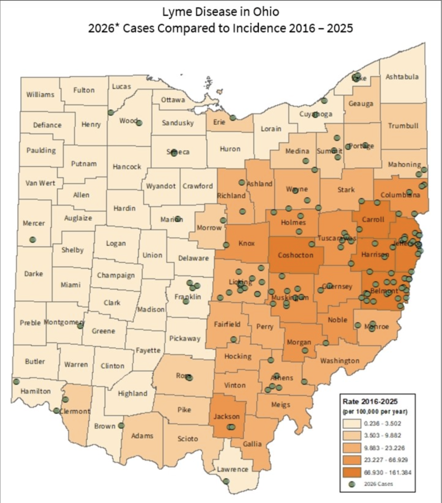 Belmont County Leading in Reported Cases of Lyme Disease in Ohio